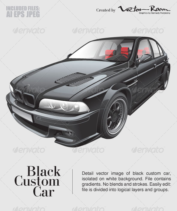 Black Custom Car - Vectors