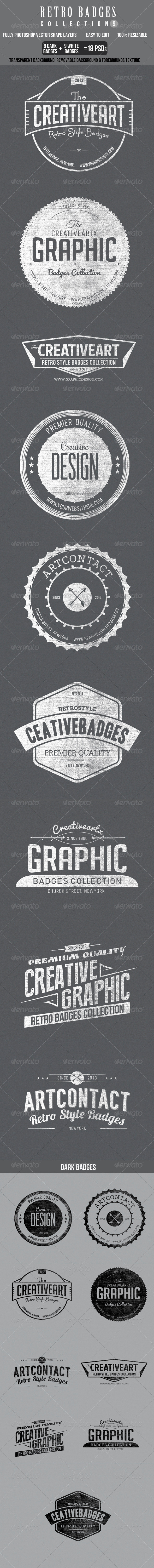 Retro Bagdes col 9 - Badges & Stickers Web Elements