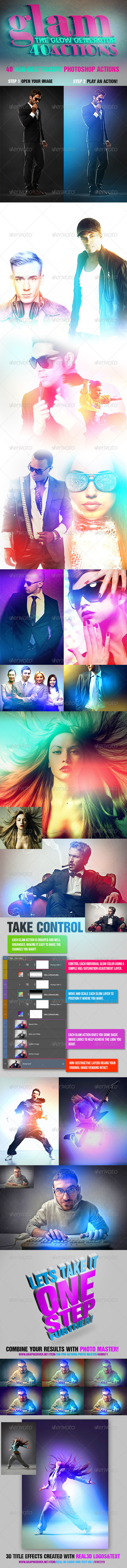 Glam - 40 Glow Generator Actions - Actions Photoshop