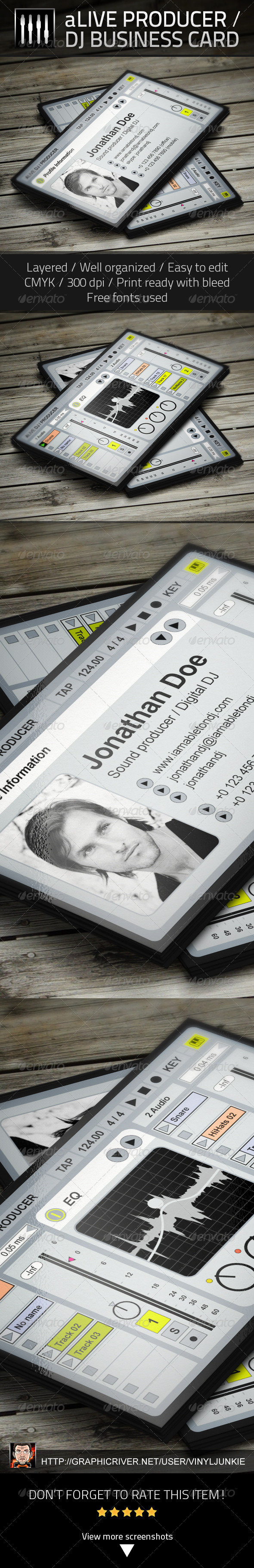 GraphicRiver aLive Producer DJ Business Card 5326263 GraphicRiver aLive Producer DJ Business Card 5326263