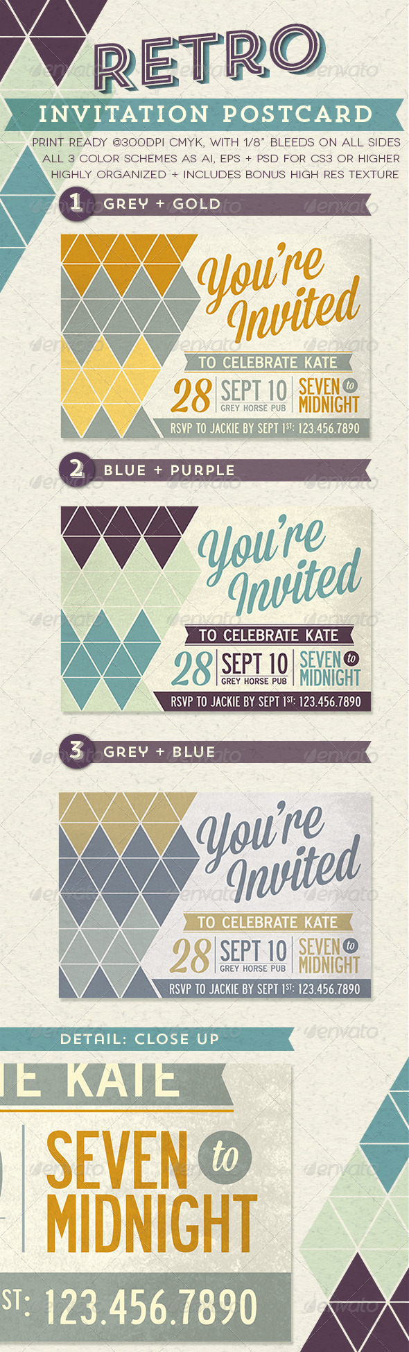 GraphicRiver Retro Invitation Postcard 5370054 GraphicRiver Retro Invitation Postcard 5370054