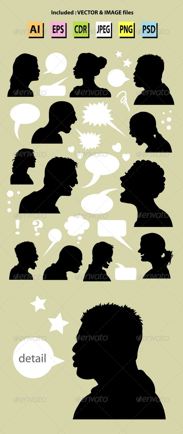 People Talking Silhouettes - People Characters