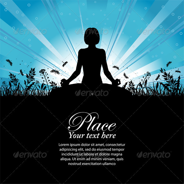 GraphicRiver Silhouette of a Girl in Yoga pose 552163 GraphicRiver Silhouette of a Girl in Yoga pose 552163