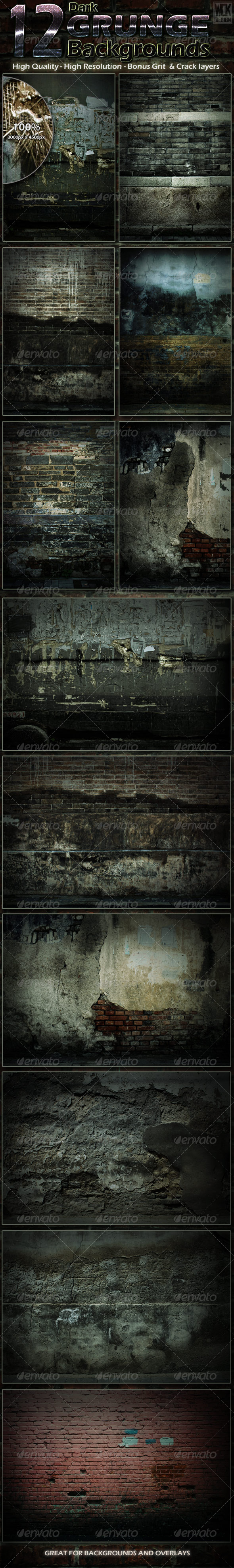 12 Dark Grunge Backgrounds - Backgrounds Graphics