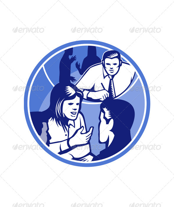 GraphicRiver Office Worker Businesswoman Discussion Woodcut 5380494 GraphicRiver Office Worker Businesswoman Discussion Woodcut 5380494