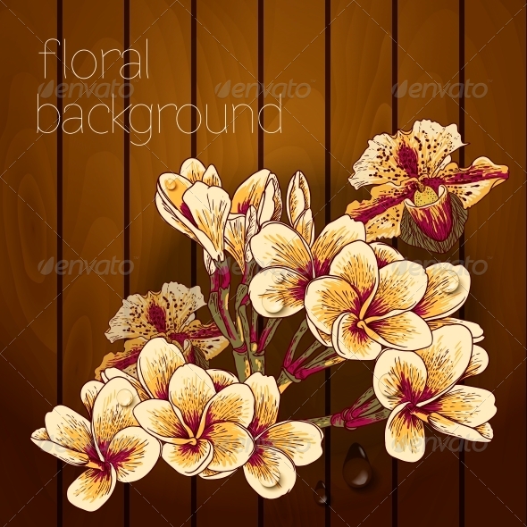 GraphicRiver Flowers on a Wooden Texture 5385040 GraphicRiver Flowers on a Wooden Texture 5385040