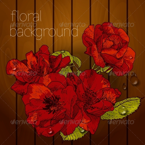 GraphicRiver Flowers on a Wooden Texture 5385051 GraphicRiver Flowers on a Wooden Texture 5385051