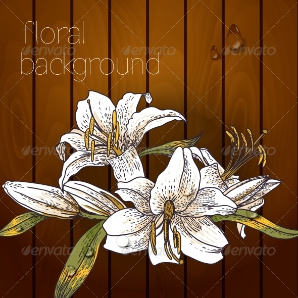 GraphicRiver Flowers on a Wooden Texture 5385054 GraphicRiver Flowers on a Wooden Texture 5385054