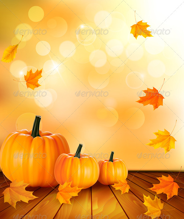 GraphicRiver Pumpkins on Wooden Background with Leaves 5386038 GraphicRiver Pumpkins on Wooden Background with Leaves 5386038