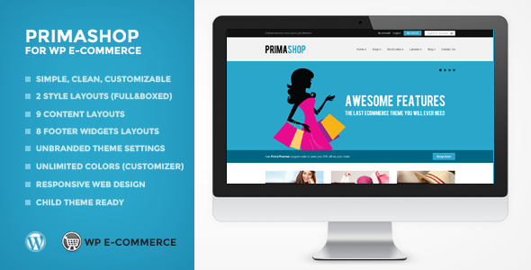 PrimaShop For WP Ecommerce (WPEC) WordPress Theme - WP e-Commerce eCommerce