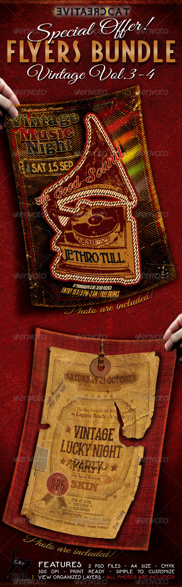 Vintage Flyer/Poster Bundle Vol. 3-4 - Events Flyers