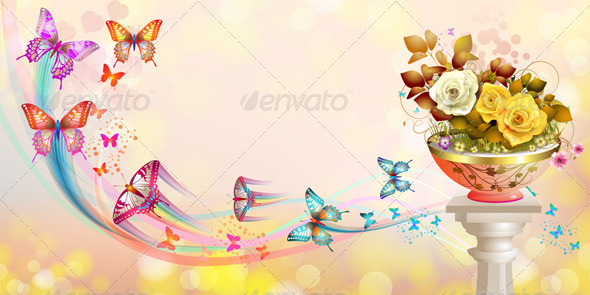 GraphicRiver Roses and Butterflies 5389574 GraphicRiver Roses and Butterflies 5389574