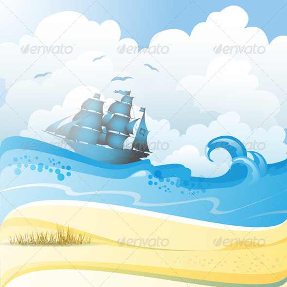 GraphicRiver Ship on the Sea 5395940 GraphicRiver Ship on the Sea 5395940