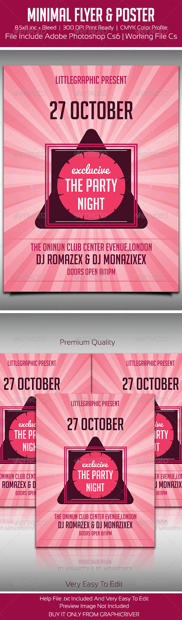 Minimal Party Flyer / Poster - Clubs & Parties Events