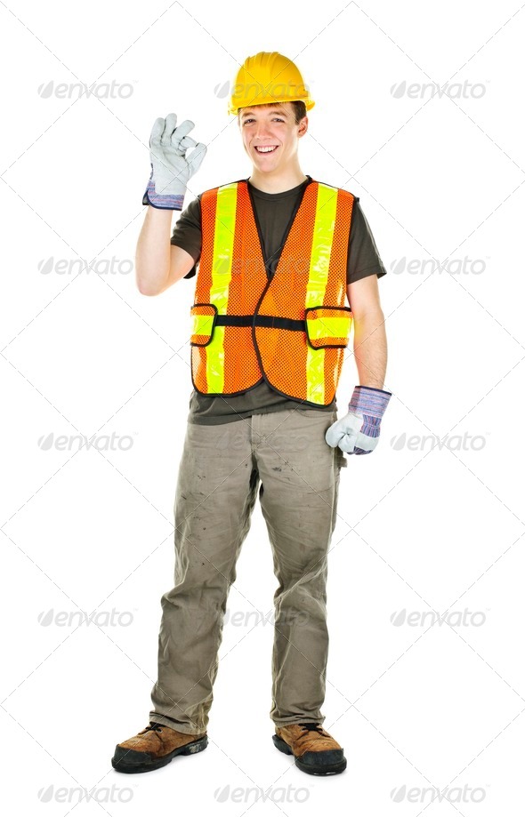 Happy construction worker - Stock Photo - Images