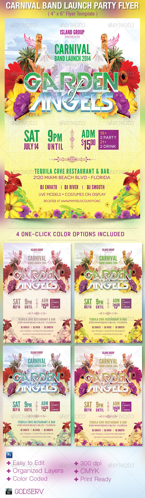 Carnival Band Launch Party Flyer Template - Clubs & Parties Events