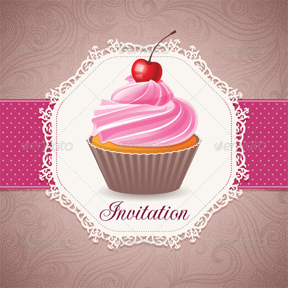 GraphicRiver Vintage Card with Cupcake 5400111 GraphicRiver Vintage Card with Cupcake 5400111