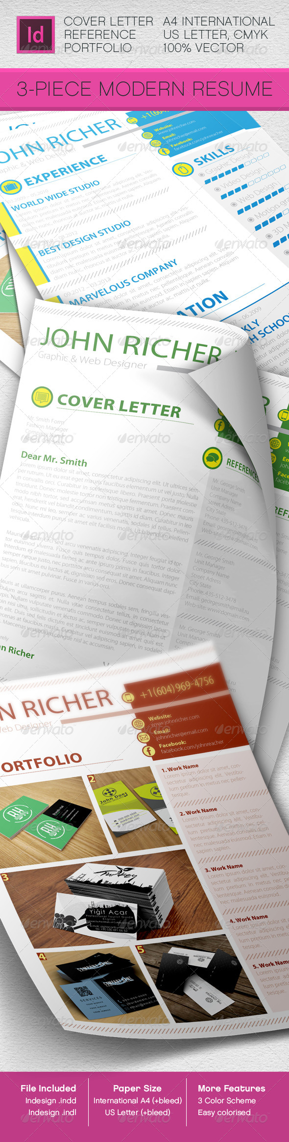 GraphicRiver 3-Piece Modern Rezume CV 5361051 GraphicRiver 3-Piece Modern Rezume CV 5361051