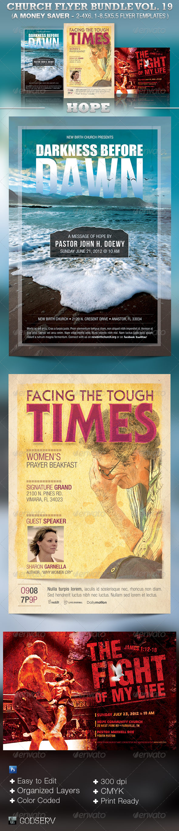 Church Flyer Template Bundle Vol 19: Hope - Church Flyers