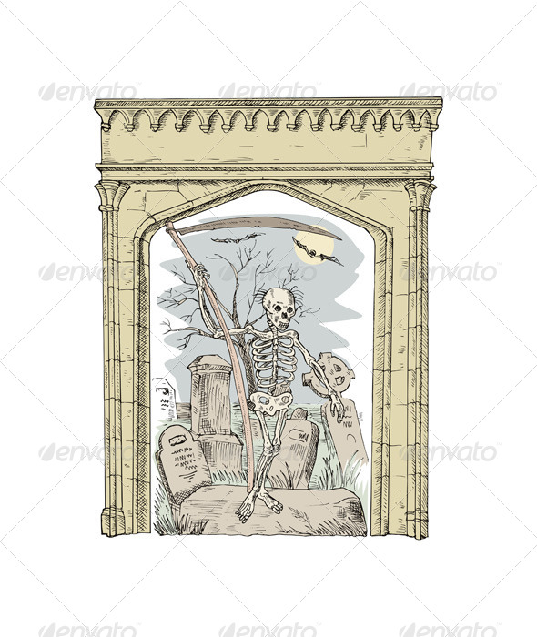 GraphicRiver Cemetery Arch Grim Reaper 5407260 GraphicRiver Cemetery Arch Grim Reaper 5407260