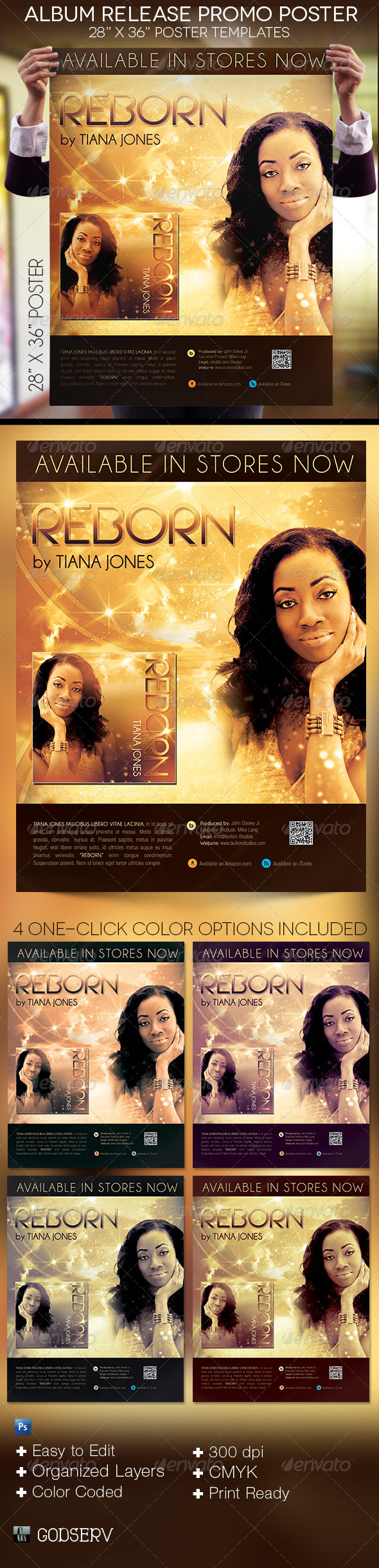 Album Release Promotional Poster Template - Signage Print Templates