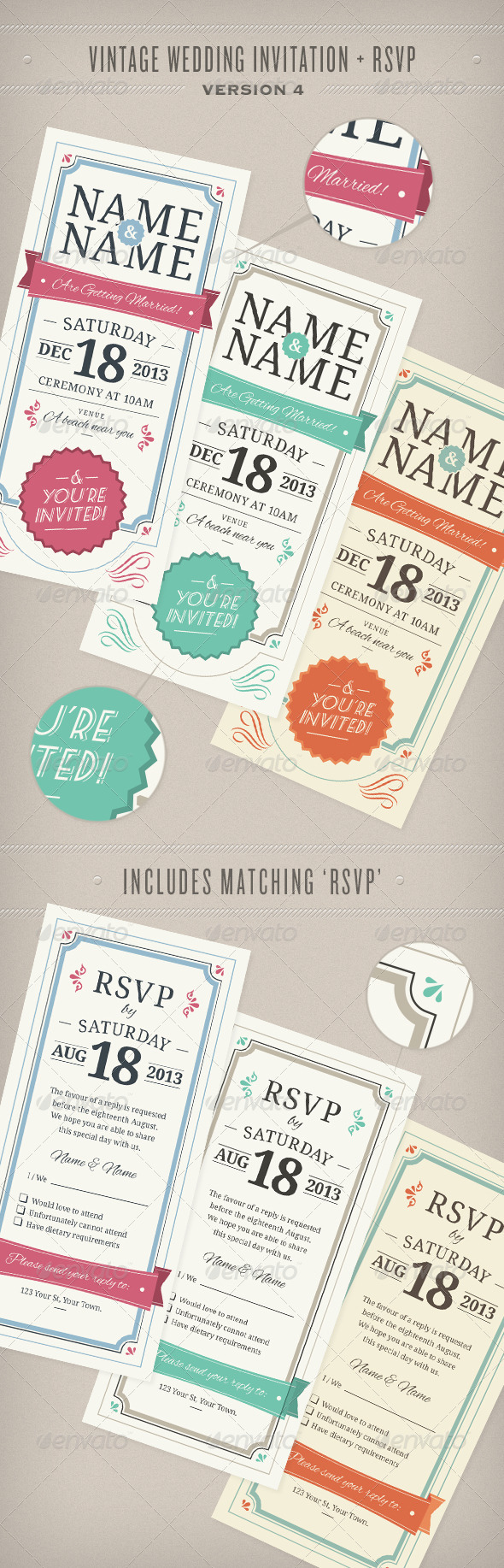 GraphicRiver Vintage Wedding Invitation & RSVP 5412875 GraphicRiver Vintage Wedding Invitation & RSVP 5412875