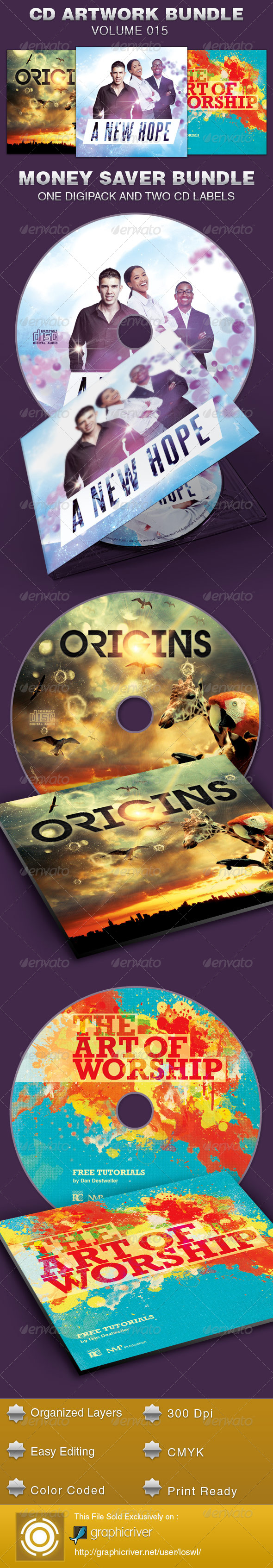 CD Cover Artwork Template Bundle-Vol 015 - CD & DVD artwork Print Templates