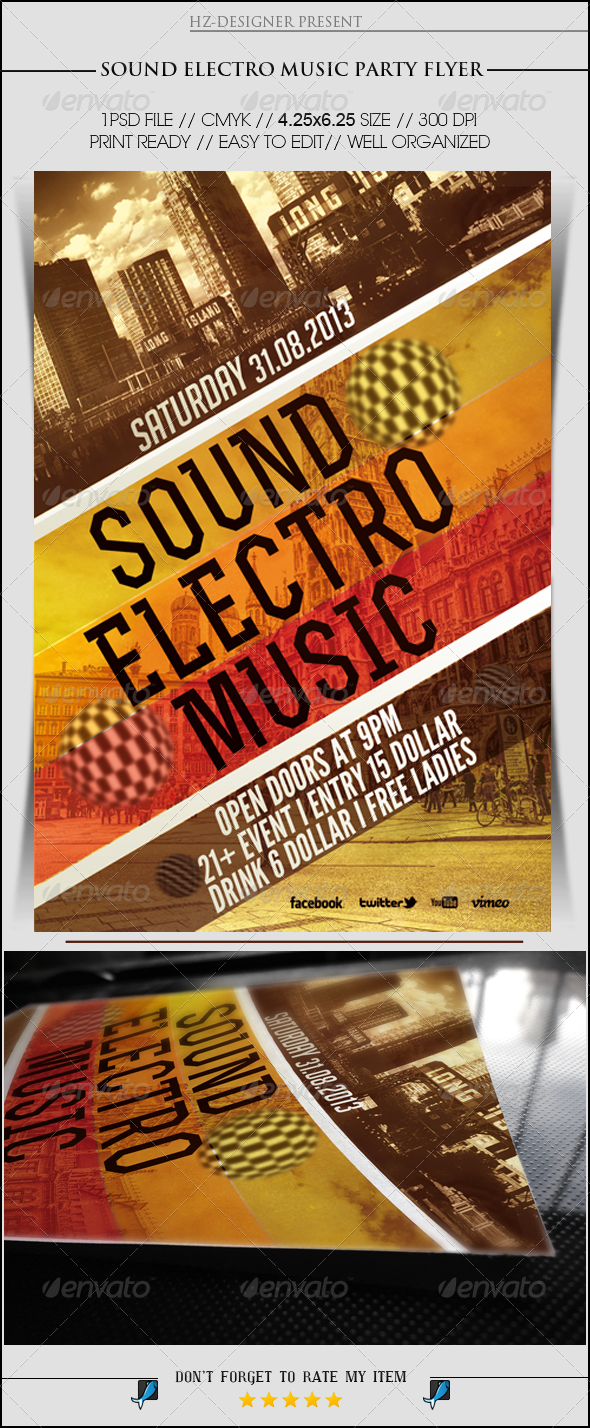 Sound Electro Music Party Flyer - Events Flyers