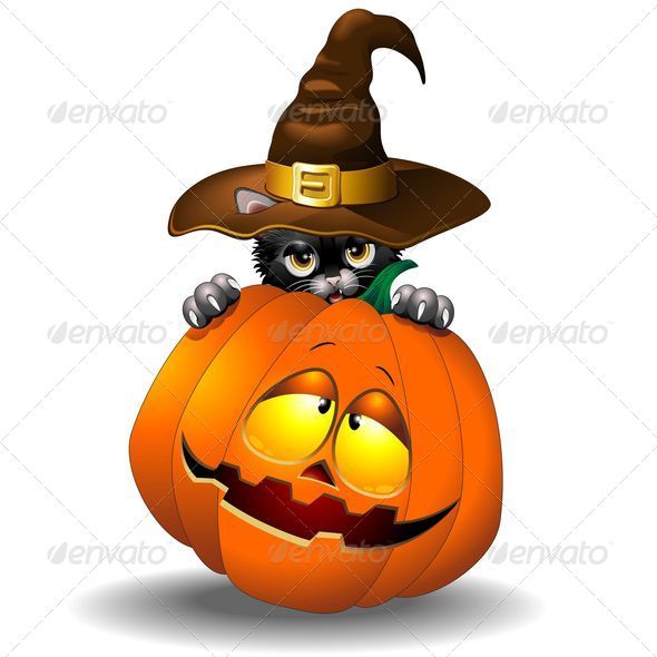GraphicRiver Halloween Black Kitten Cartoon With Pumpkin 5421451 GraphicRiver Halloween Black Kitten Cartoon With Pumpkin 5421451