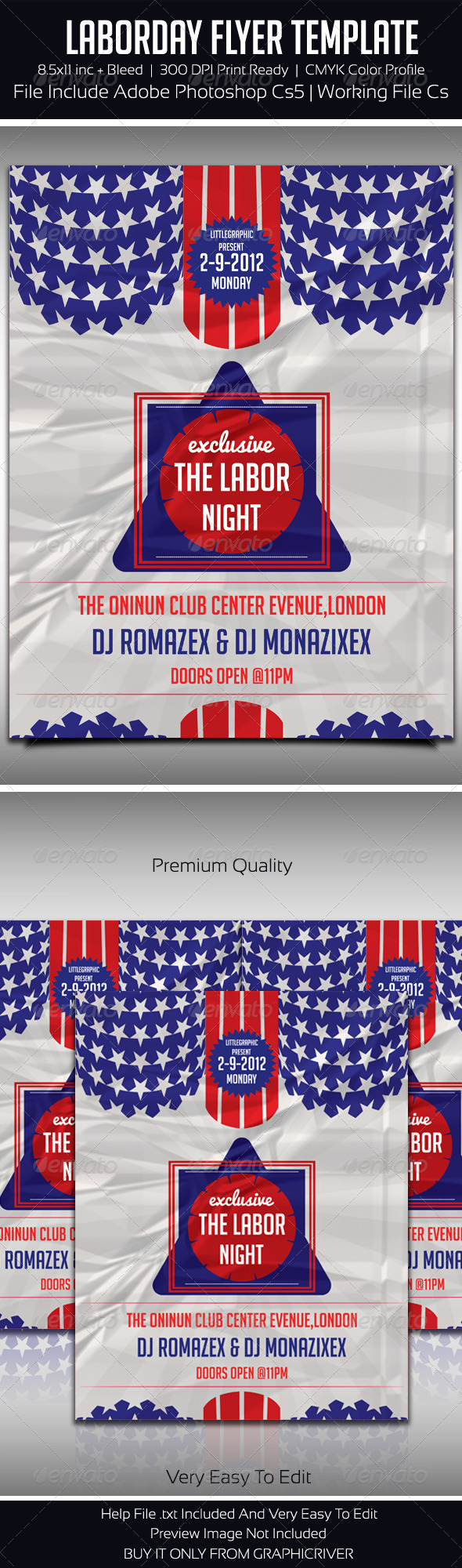 USA Labor Day Party Flyer Template - Flyers Print Templates