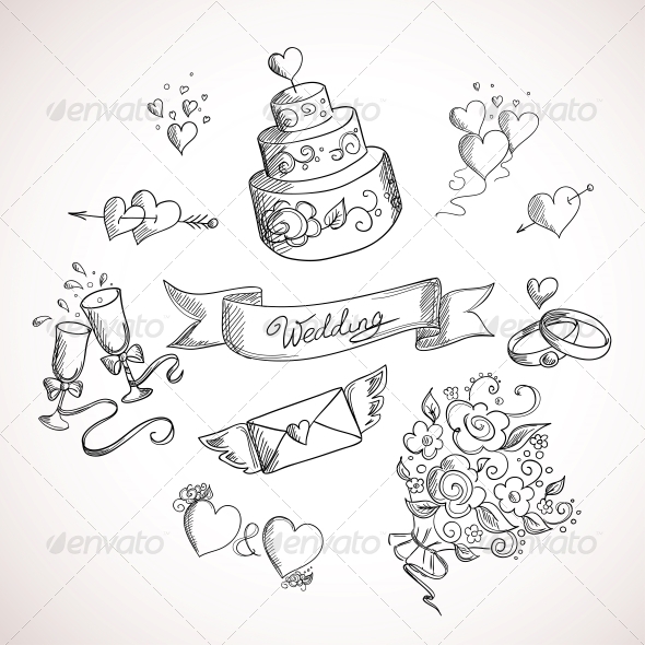 GraphicRiver Sketch of Wedding Design Elements 5425410 GraphicRiver Sketch of Wedding Design Elements 5425410