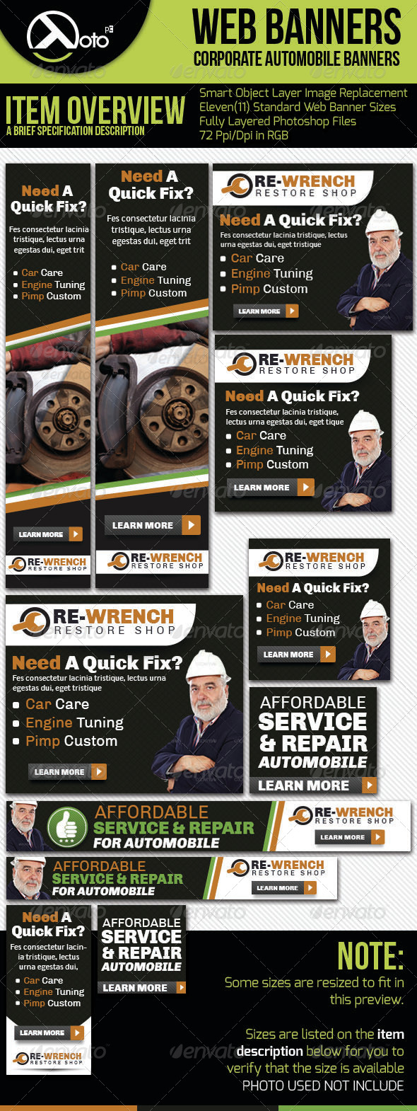 Automobile Corporate Web Banners - Banners & Ads Web Elements