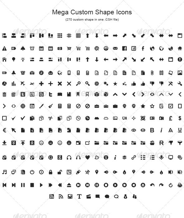GraphicRiver 270 Mega Custom Shape Icons 5427019 GraphicRiver 270 Mega Custom Shape Icons 5427019