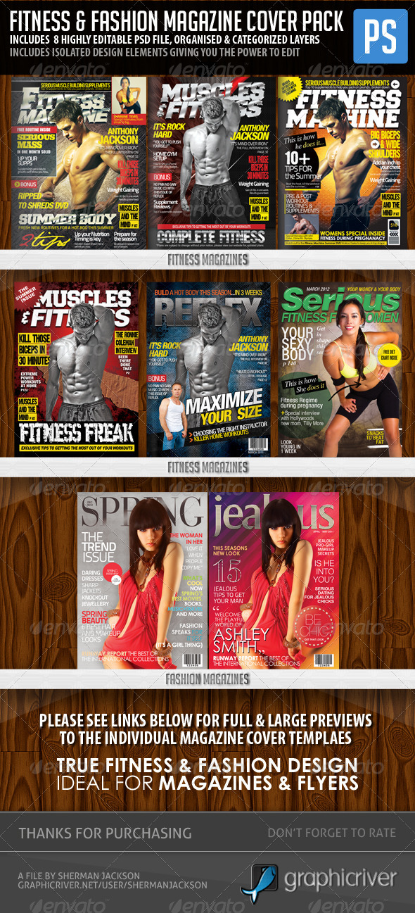 GraphicRiver Fitness & Fashion Magazine Cover Templates 5428922 GraphicRiver Fitness & Fashion Magazine Cover Templates 5428922