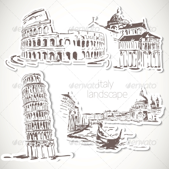 GraphicRiver Italy Hand Drawn Landscape in Vintage Style 5445238 GraphicRiver Italy Hand Drawn Landscape in Vintage Style 5445238