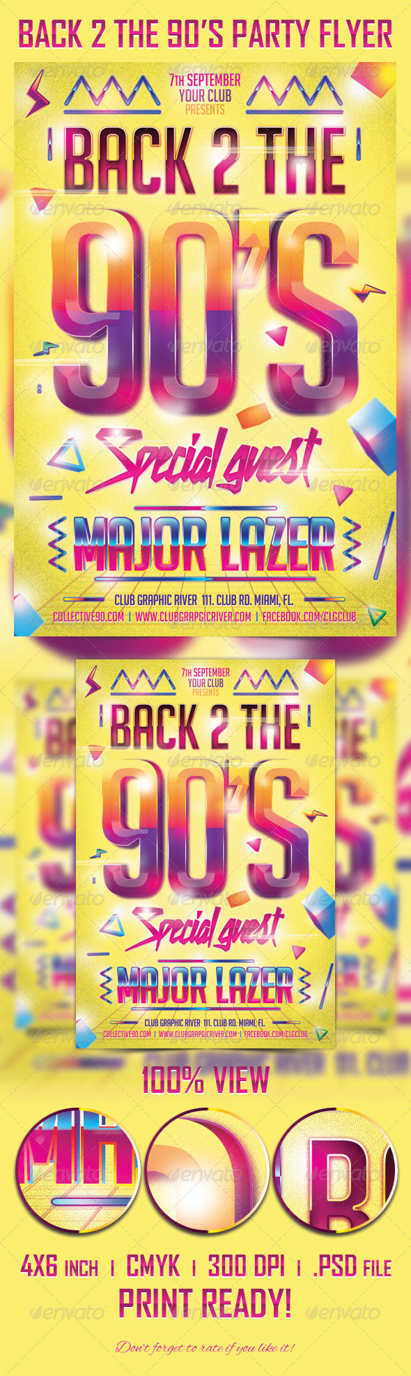 Back 2 the 90's Party Flyer Template - Clubs & Parties Events