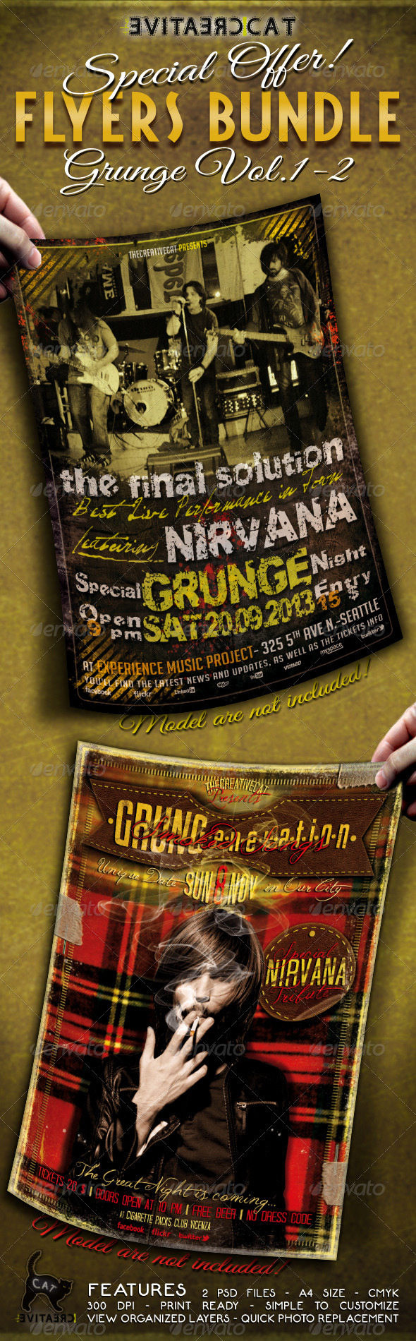 Grunge Flyer/Poster Bundle Vol. 1-2 - Events Flyers