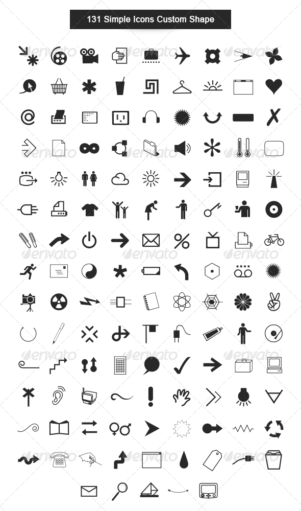 GraphicRiver 131 Simple Icons Custom Shape 5447715 GraphicRiver 131 Simple Icons Custom Shape 5447715