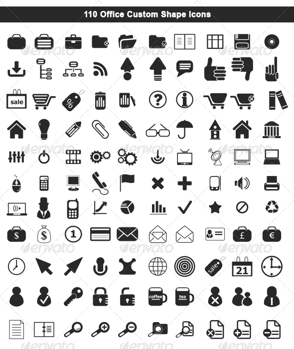 GraphicRiver 110 Office Custom Shape Icons 5448423 GraphicRiver 110 Office Custom Shape Icons 5448423