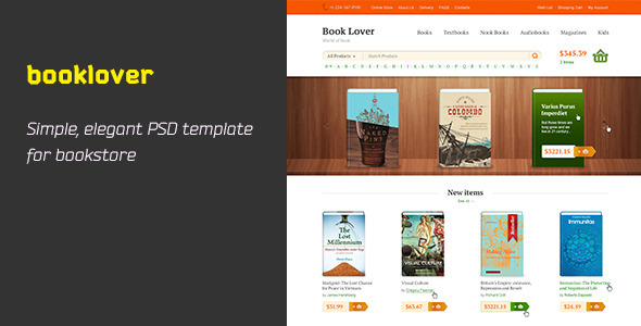 Booklover is PSD Template - Retail PSD Templates