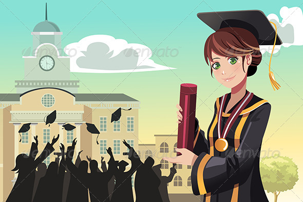GraphicRiver Graduation Girl Holding Diploma 5455150 GraphicRiver Graduation Girl Holding Diploma 5455150