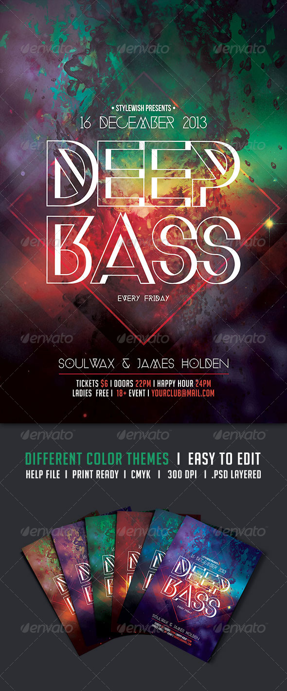 Deep Bass Flyer - Clubs & Parties Events
