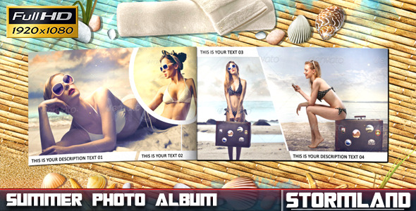 Videohive Summer Photo Album夏天海滩相册翻页展示AE模板