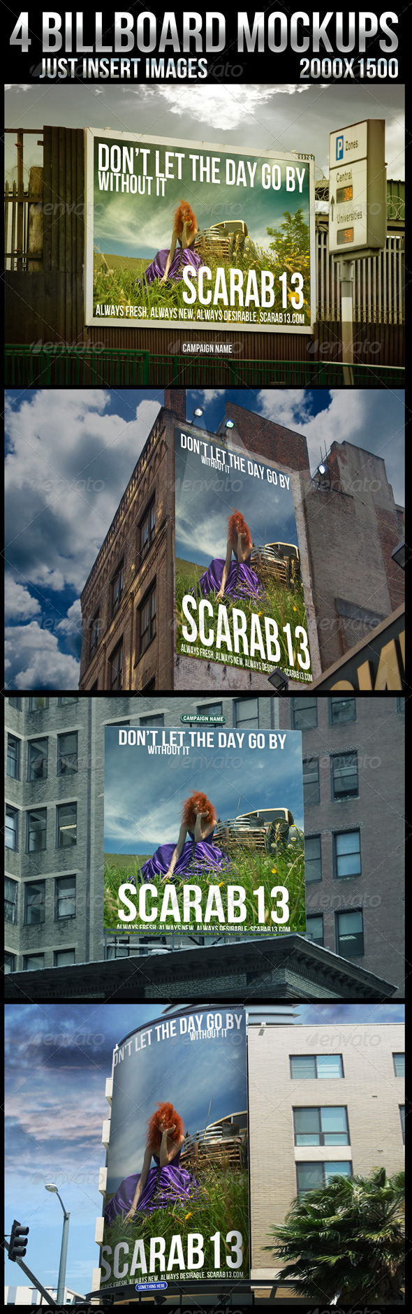 4 Billboard Mockups - Signage Print