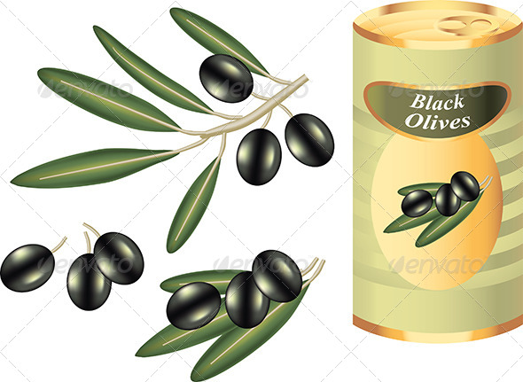 GraphicRiver Black Olive Branch and Bank Isolated on White 5468103 GraphicRiver Black Olive Branch and Bank Isolated on White 5468103