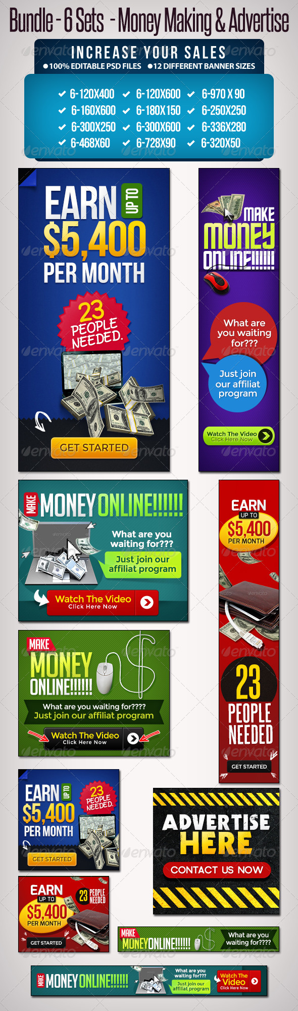 GraphicRiver Bundle 6 Sets Make Money Online & Advertise 5456507 GraphicRiver Bundle 6 Sets Make Money Online & Advertise 5456507