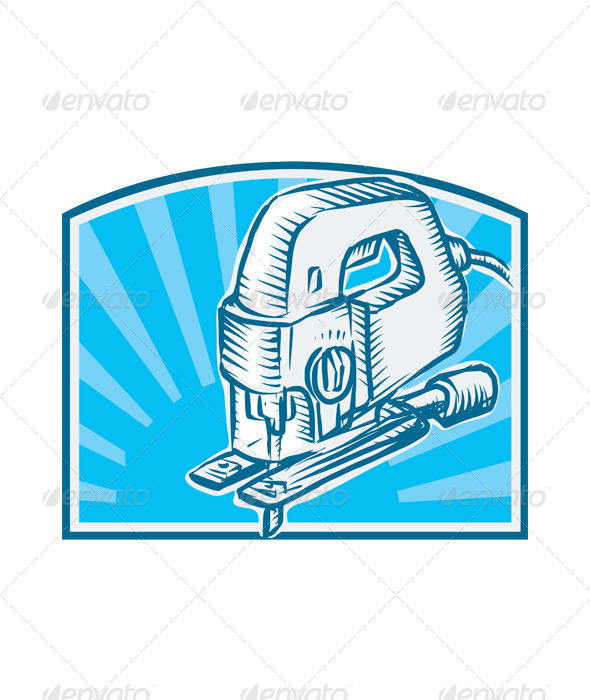 GraphicRiver Jigsaw Power Tool Woodcut Retro 5473779 GraphicRiver Jigsaw Power Tool Woodcut Retro 5473779