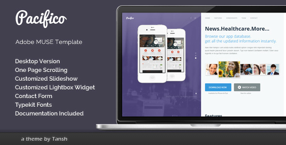 Pacifico One Page Muse Template - Landing Muse Templates