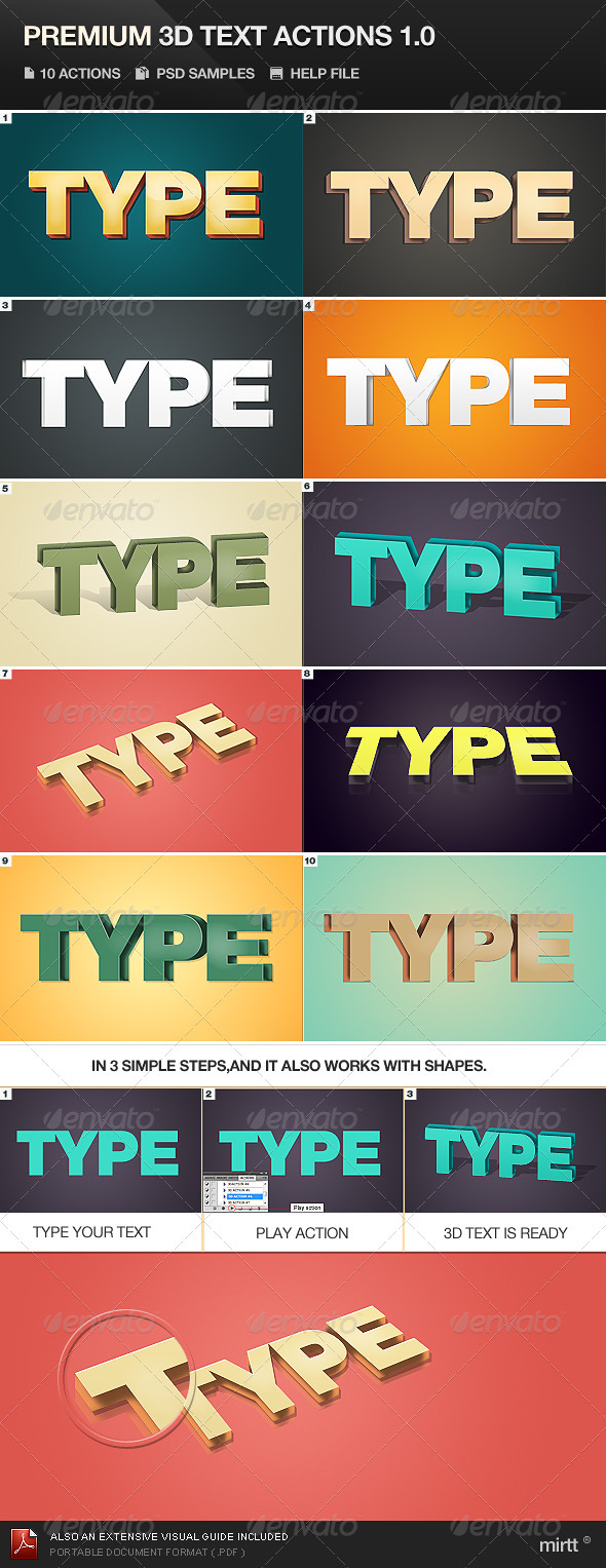 Premium 3D Text Actions - Text Effects Actions