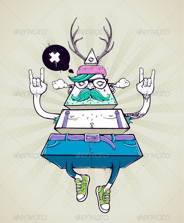 GraphicRiver Triangle hipster bizarre character 5487716 GraphicRiver Triangle hipster bizarre character 5487716